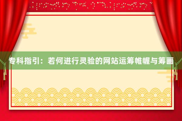 专科指引：若何进行灵验的网站运筹帷幄与筹画