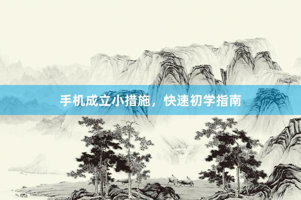 手机成立小措施，快速初学指南