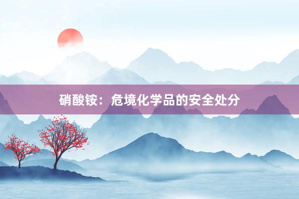 硝酸铵：危境化学品的安全处分